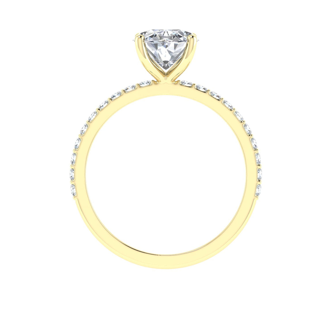 Aurora Oval Cut Side Stones Moissanite Engagement Ring Yellow Gold