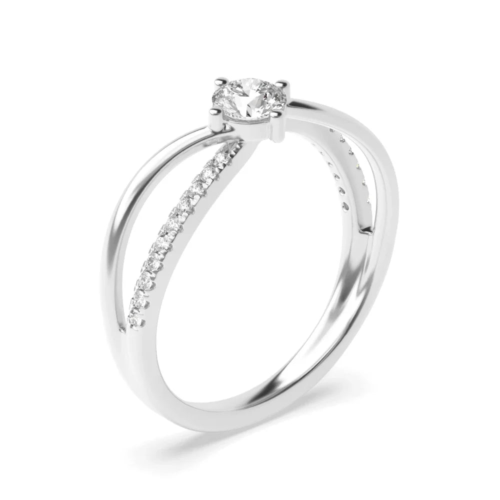 Ava 4 Prong Round Lab Grown Diamond Unique Double Curved Classic Solitaire Engagement Ring