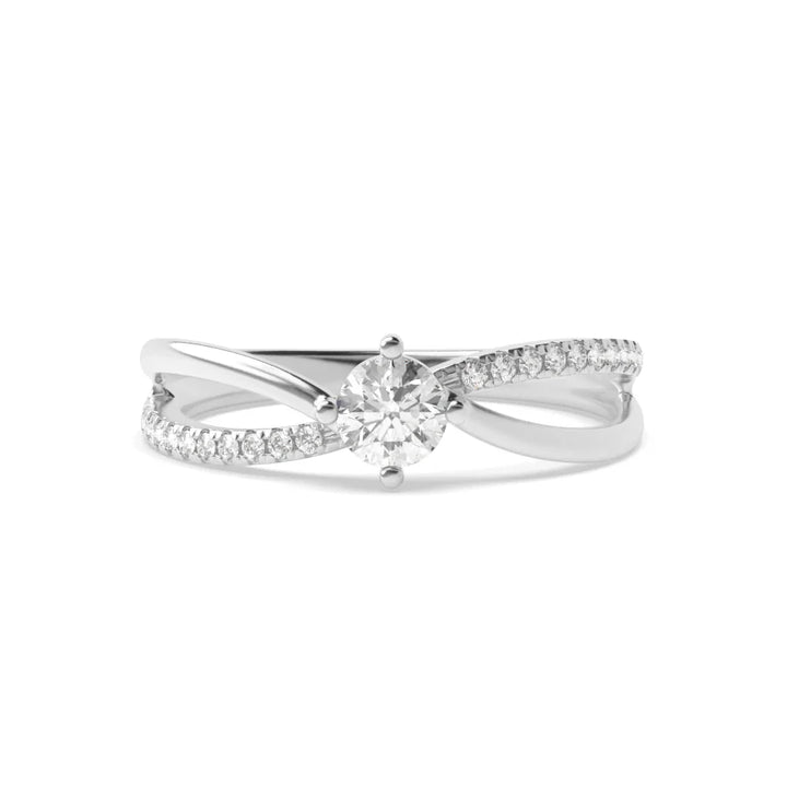 Ava 4 Prong Round Lab Grown Diamond Unique Double Curved Classic Solitaire Engagement Ring