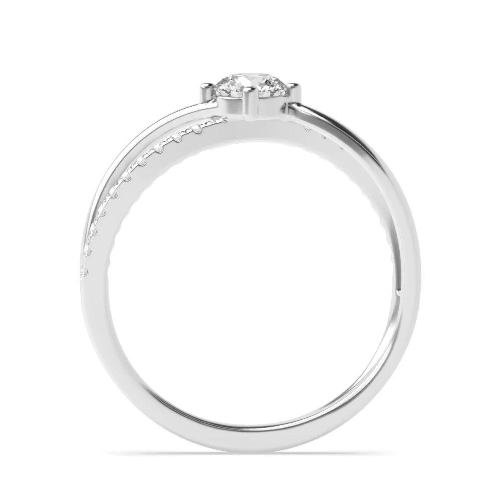 Ava 4 Prong Round Lab Grown Diamond Unique Double Curved Classic Solitaire Engagement Ring