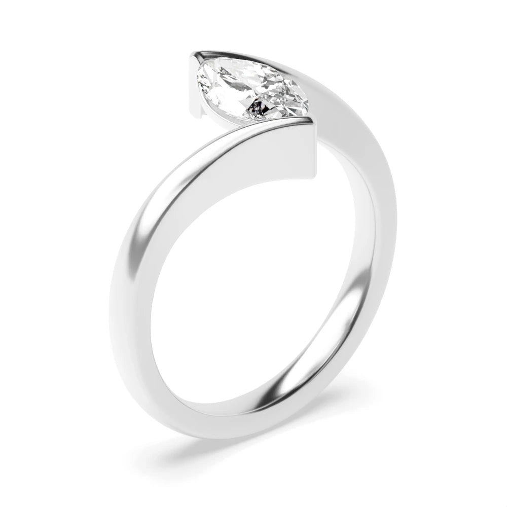 Ava Marquise Lab Grown Diamond Twisted Shoulder Classic Solitaire Engagement Ring