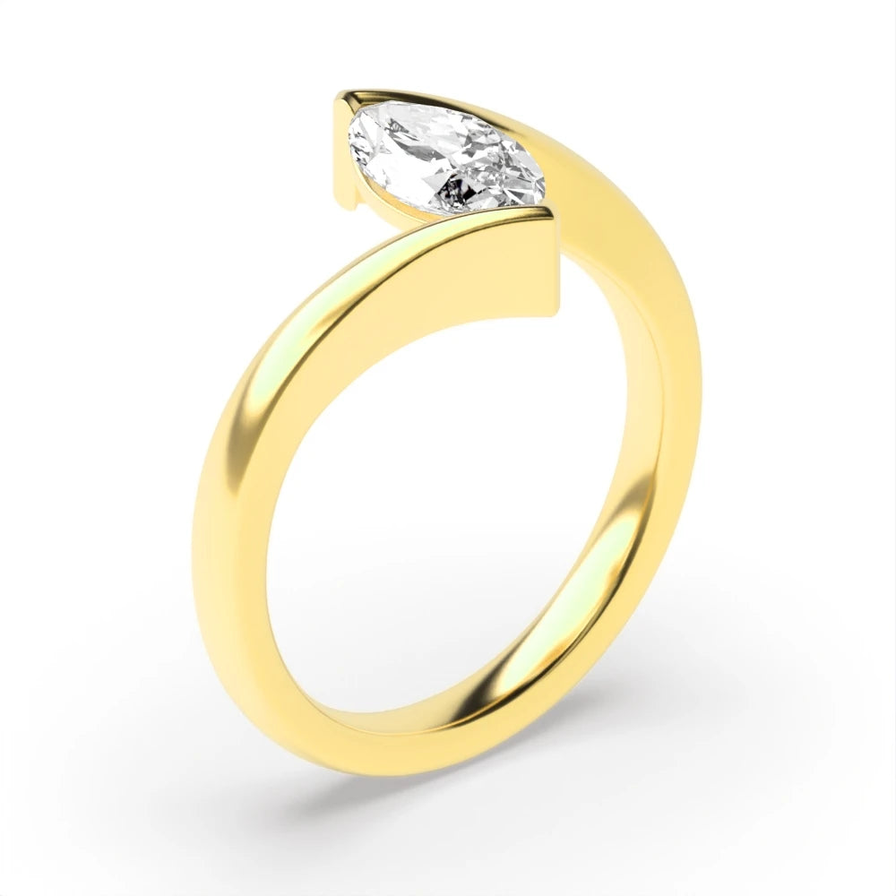 Ava Marquise Lab Grown Diamond Twisted Shoulder Classic Solitaire Engagement Ring