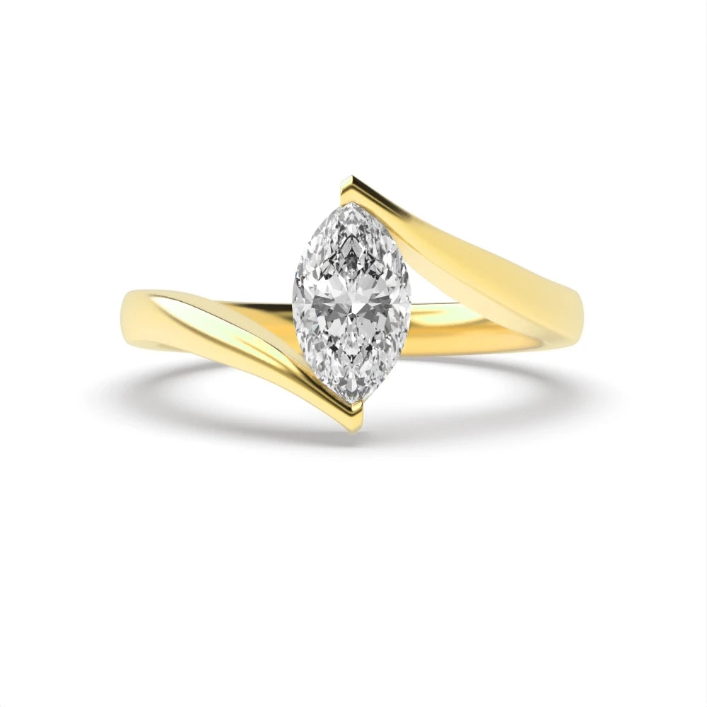 Ava Marquise Lab Grown Diamond Twisted Shoulder Classic Solitaire Engagement Ring