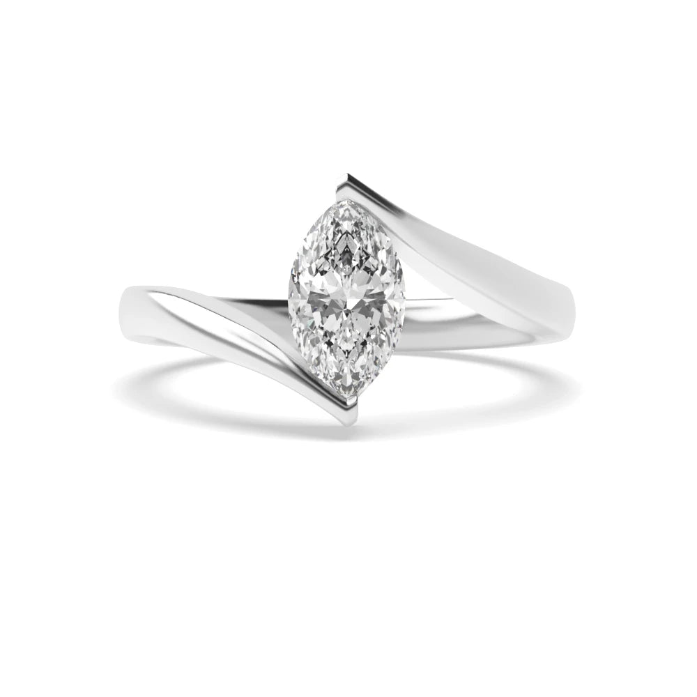 Ava Marquise Lab Grown Diamond Twisted Shoulder Classic Solitaire Engagement Ring