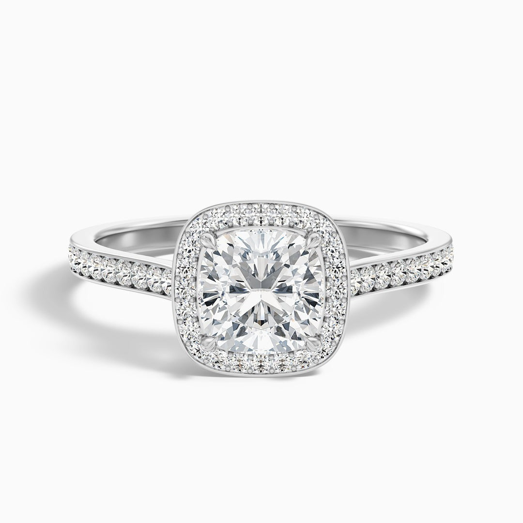 Avaloria 1 Carat Cushion Cut Halo Pave Lab Grown Diamond Ring