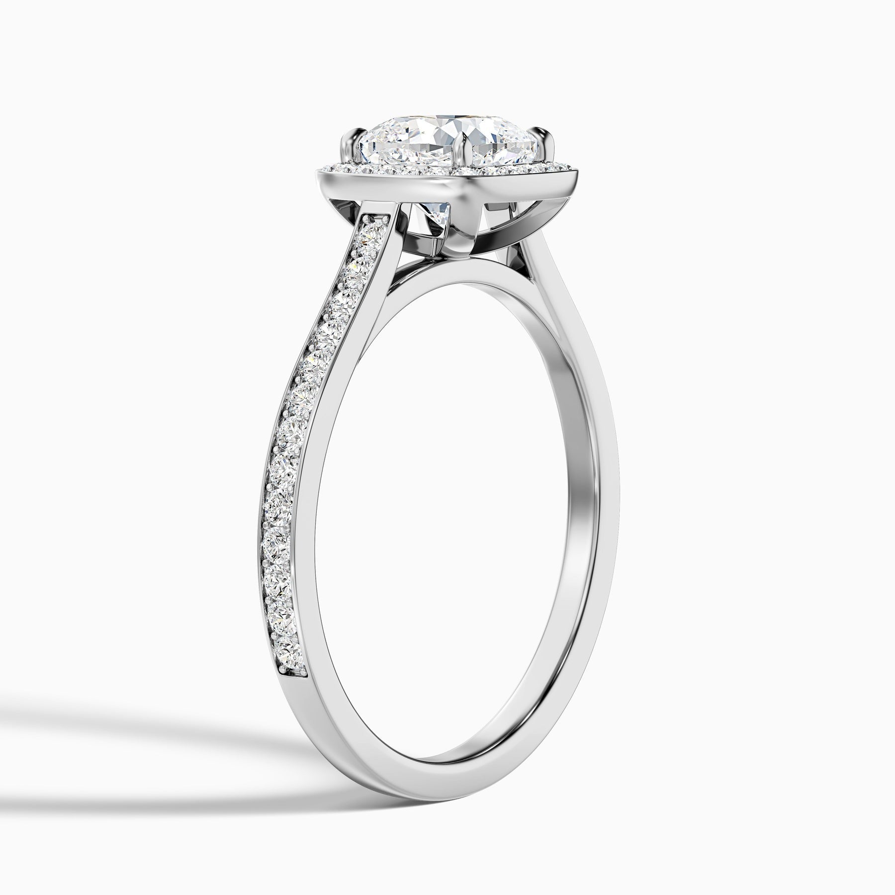 Avaloria 1 Carat Cushion Cut Halo Pave Lab Grown Diamond Ring