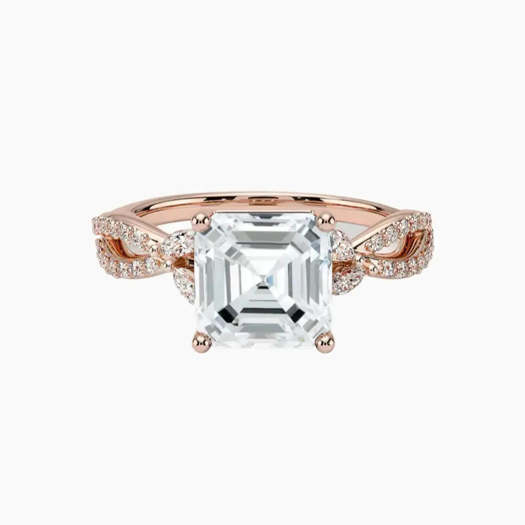 Aria Luxe 4 Carat Asscher Cut Solitaire Lab Grown Diamond Ring in Silver - View 4