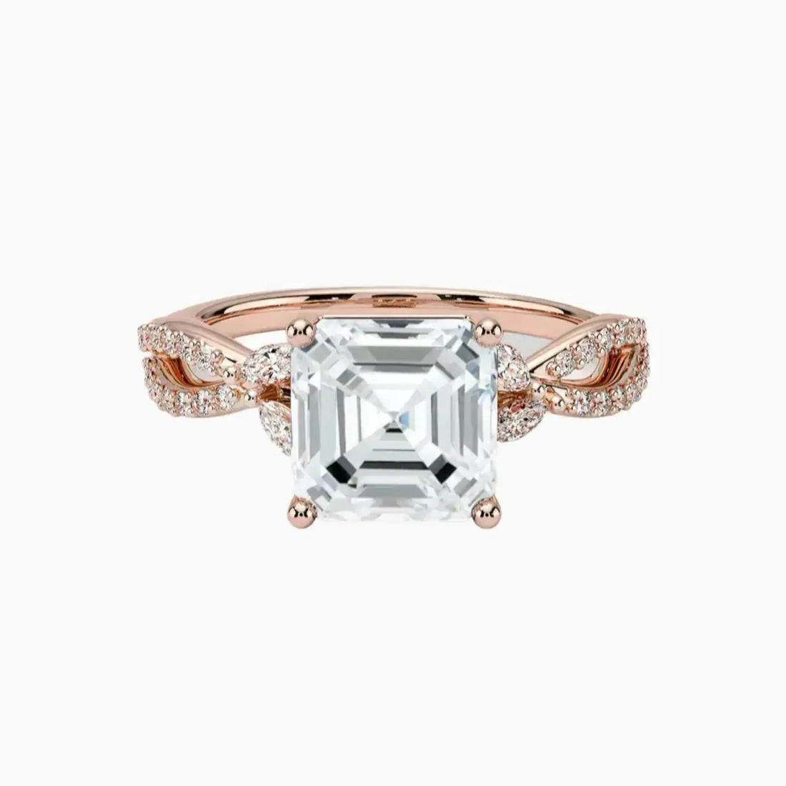 Aria Luxe 3 Carat Asscher Cut Solitaire Lab Grown Diamond Ring in Silver - View 4