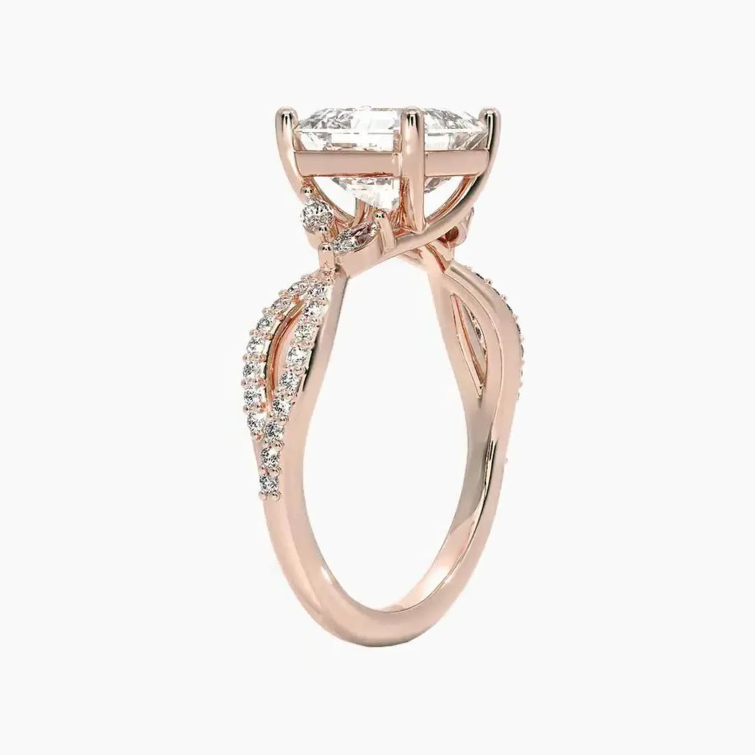 Aria Luxe 2 Carat Asscher Cut Solitaire Lab Grown Diamond Ring in Silver - View 5
