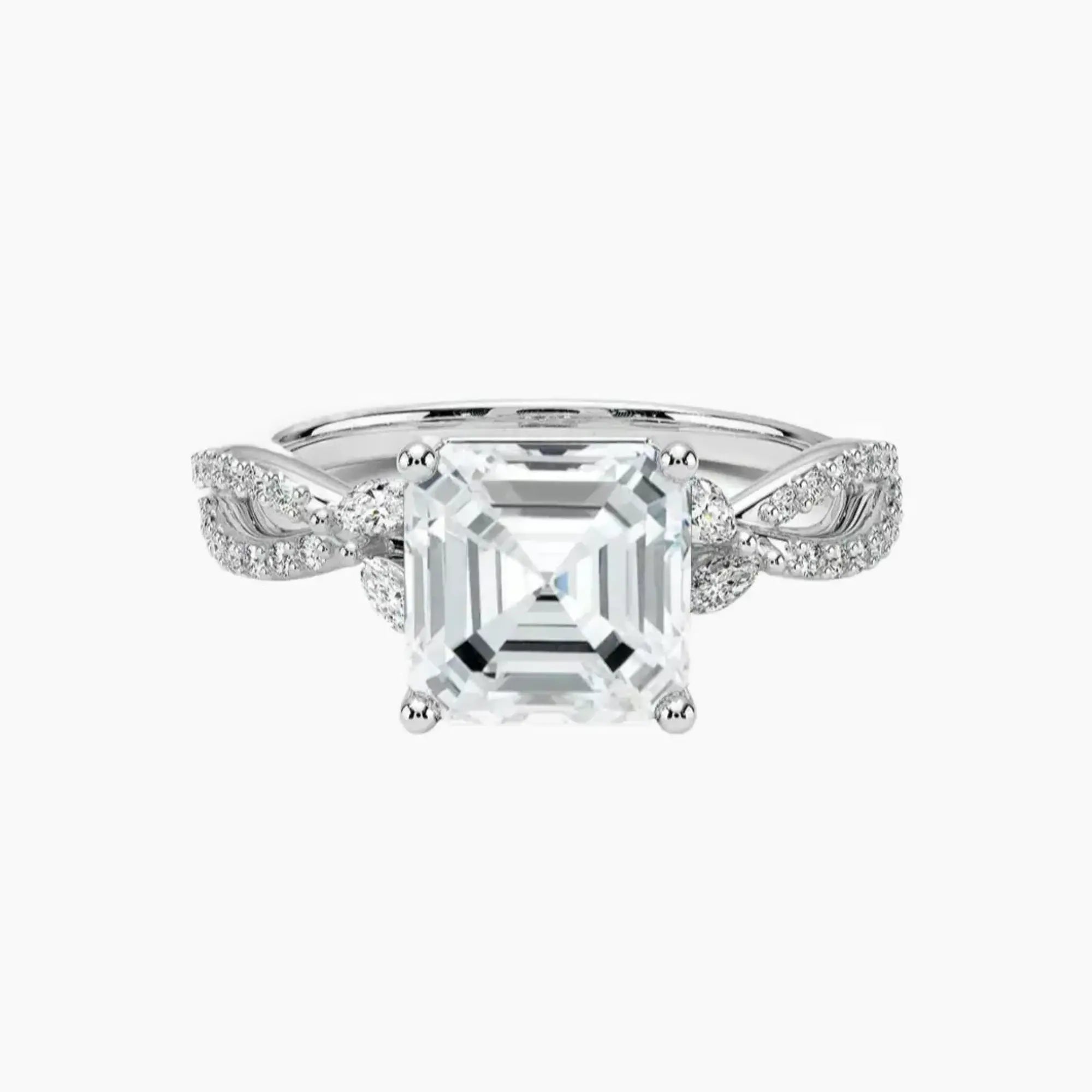 Aria Luxe 2 Carat Asscher Cut Solitaire Lab Grown Diamond Ring in Silver
