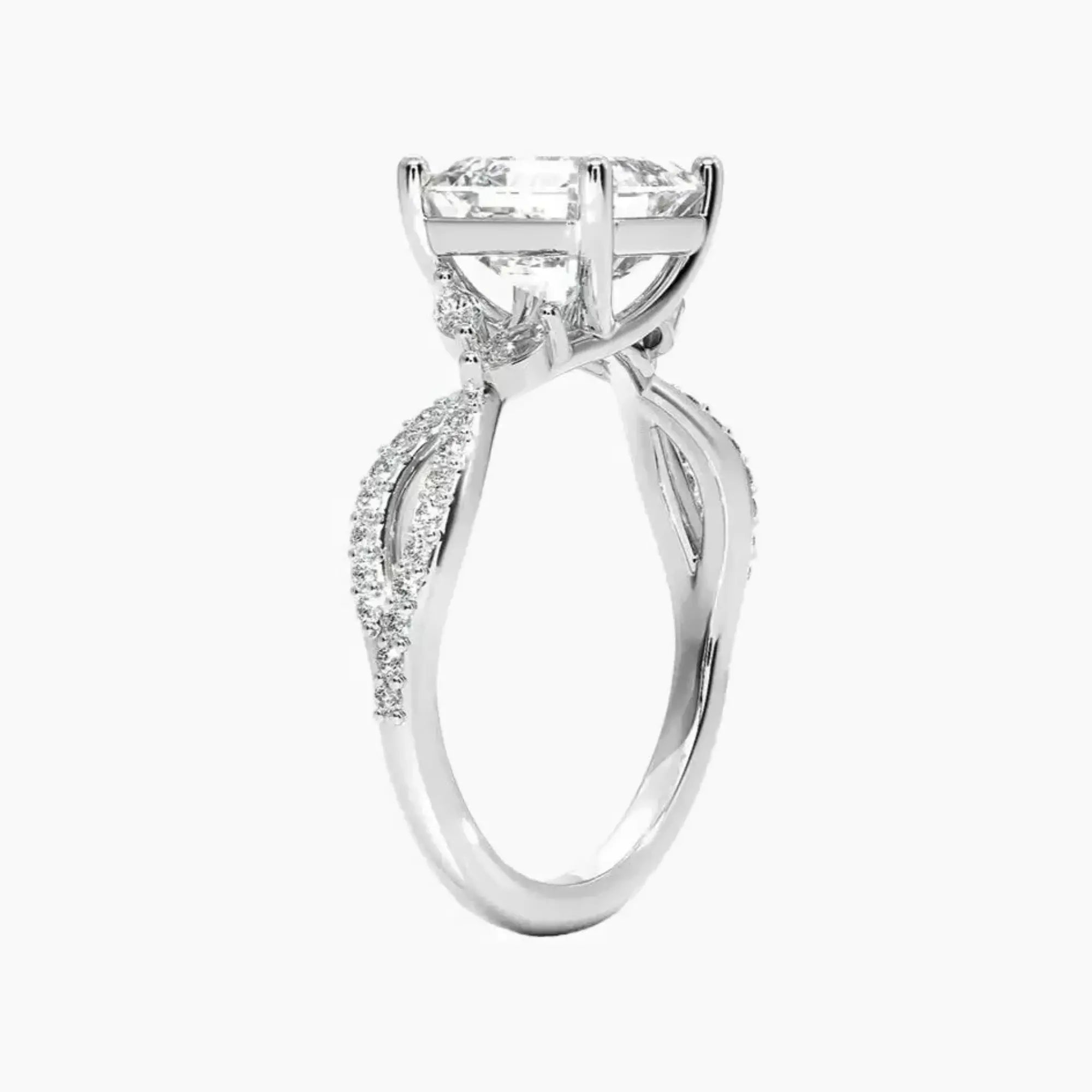 Aria Luxe 1 Carat Asscher Cut Solitaire Lab Grown Diamond Ring in Silver - View 2