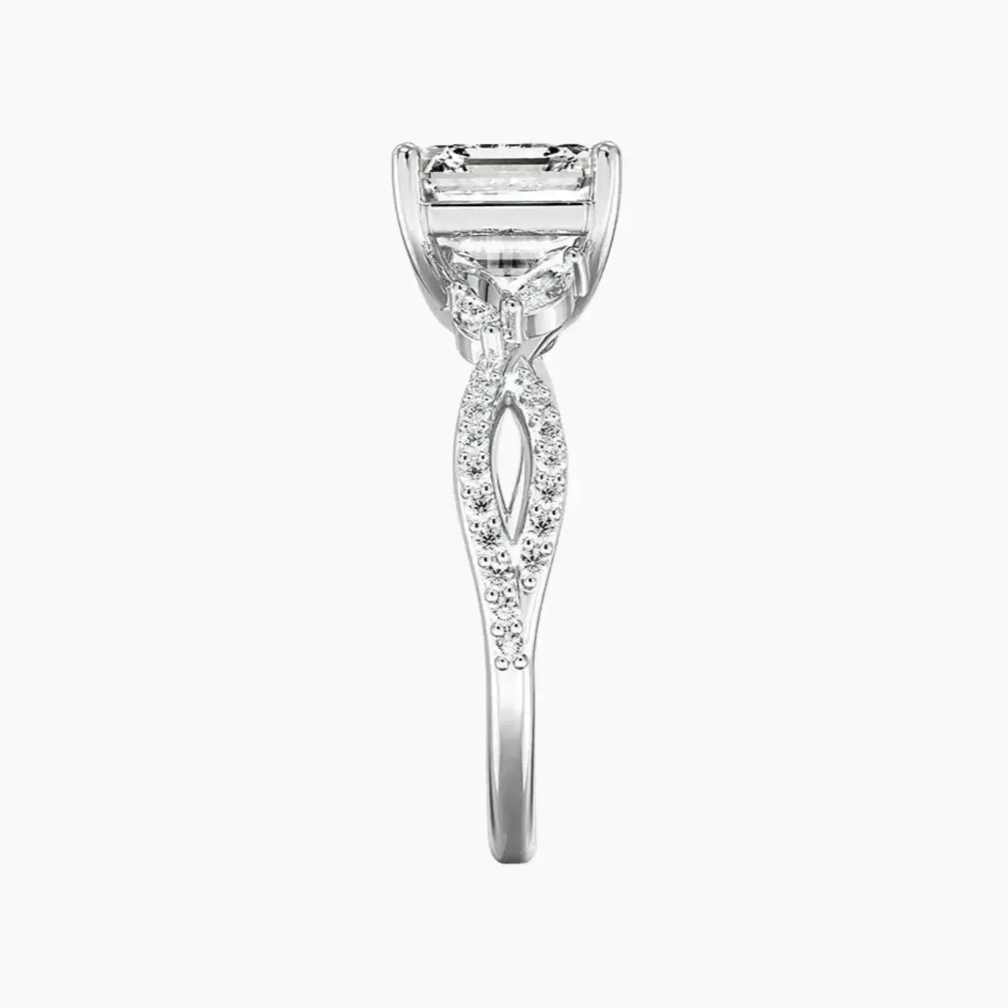 Aria Luxe 3 Carat Asscher Cut Solitaire Lab Grown Diamond Ring in Silver - View 3