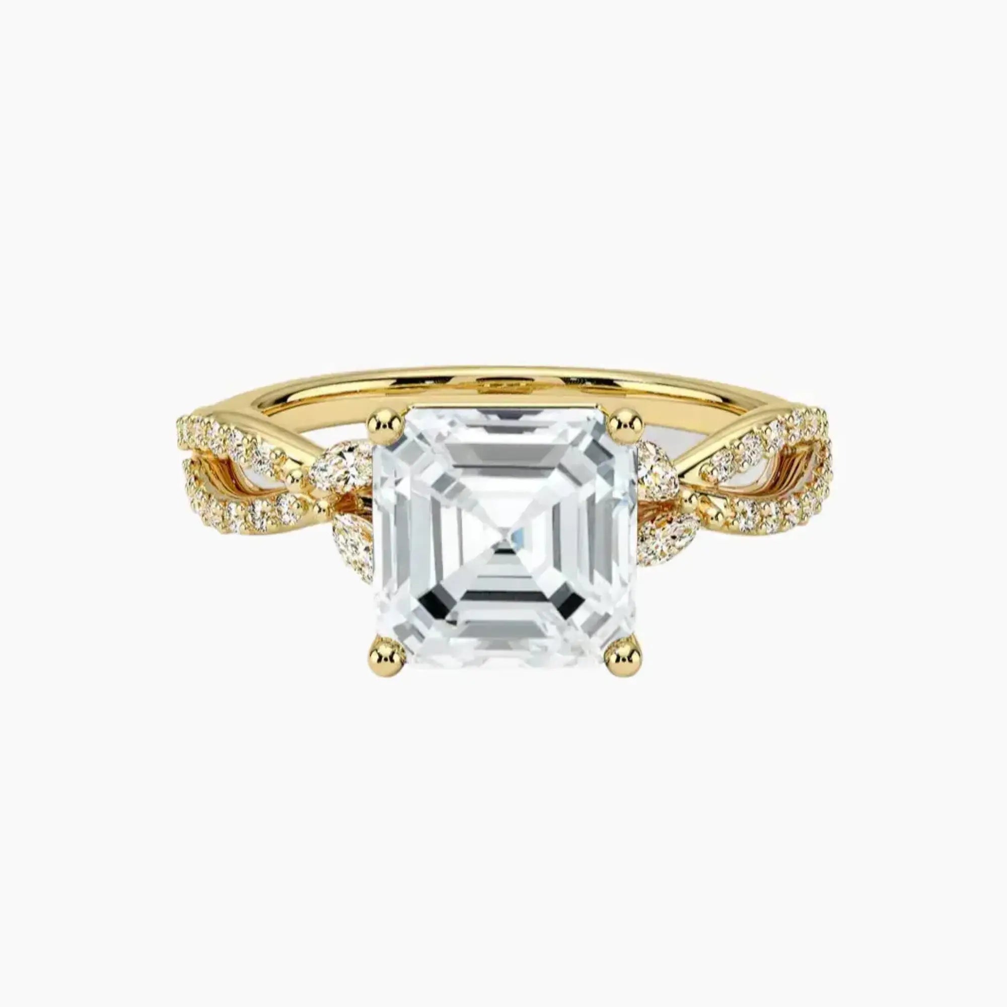 Aria Luxe 1 Carat Asscher Cut Solitaire Lab Grown Diamond Ring in Silver - View 7