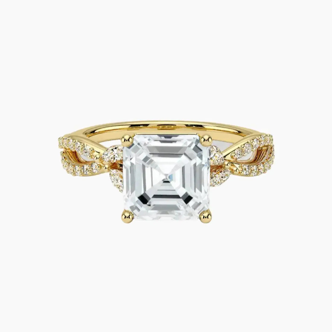 Aria Luxe 2 Carat Asscher Cut Solitaire Lab Grown Diamond Ring in Silver - View 7