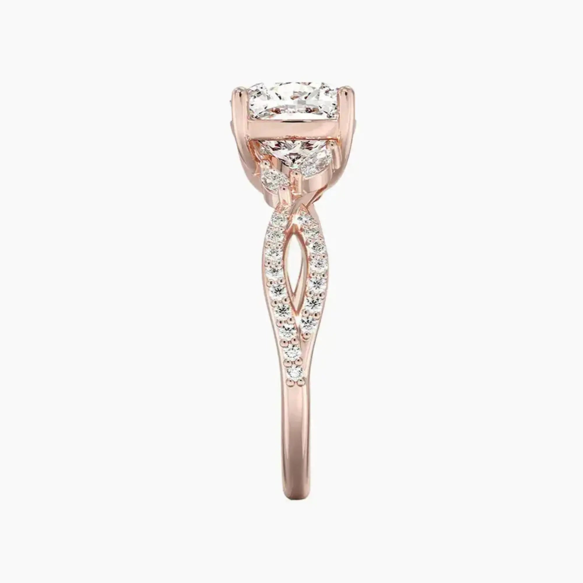 Aria Luxe 2 Carat Cushion Cut Solitaire Lab Grown Diamond Ring in 14K Yellow Gold - View 9
