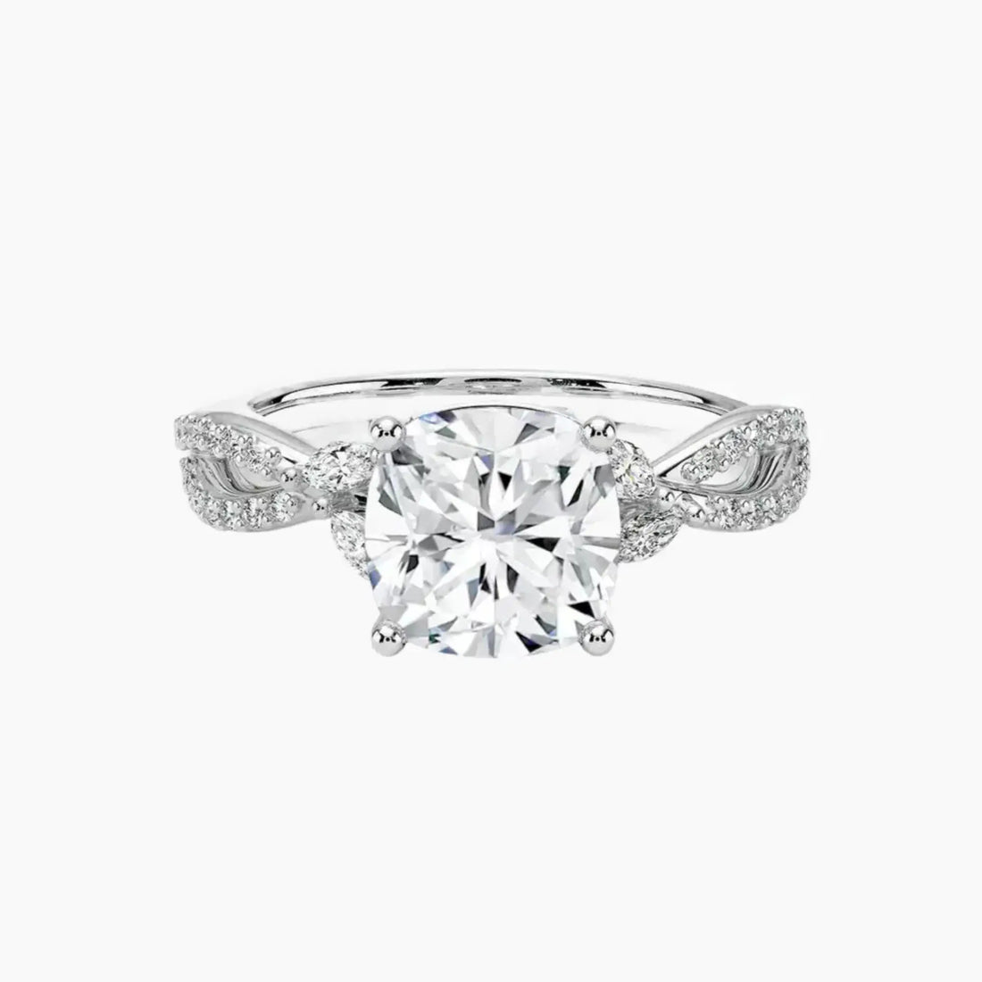 Aria Luxe 2.5 Carat Cushion Cut Solitaire Lab Grown Diamond Ring in Silver