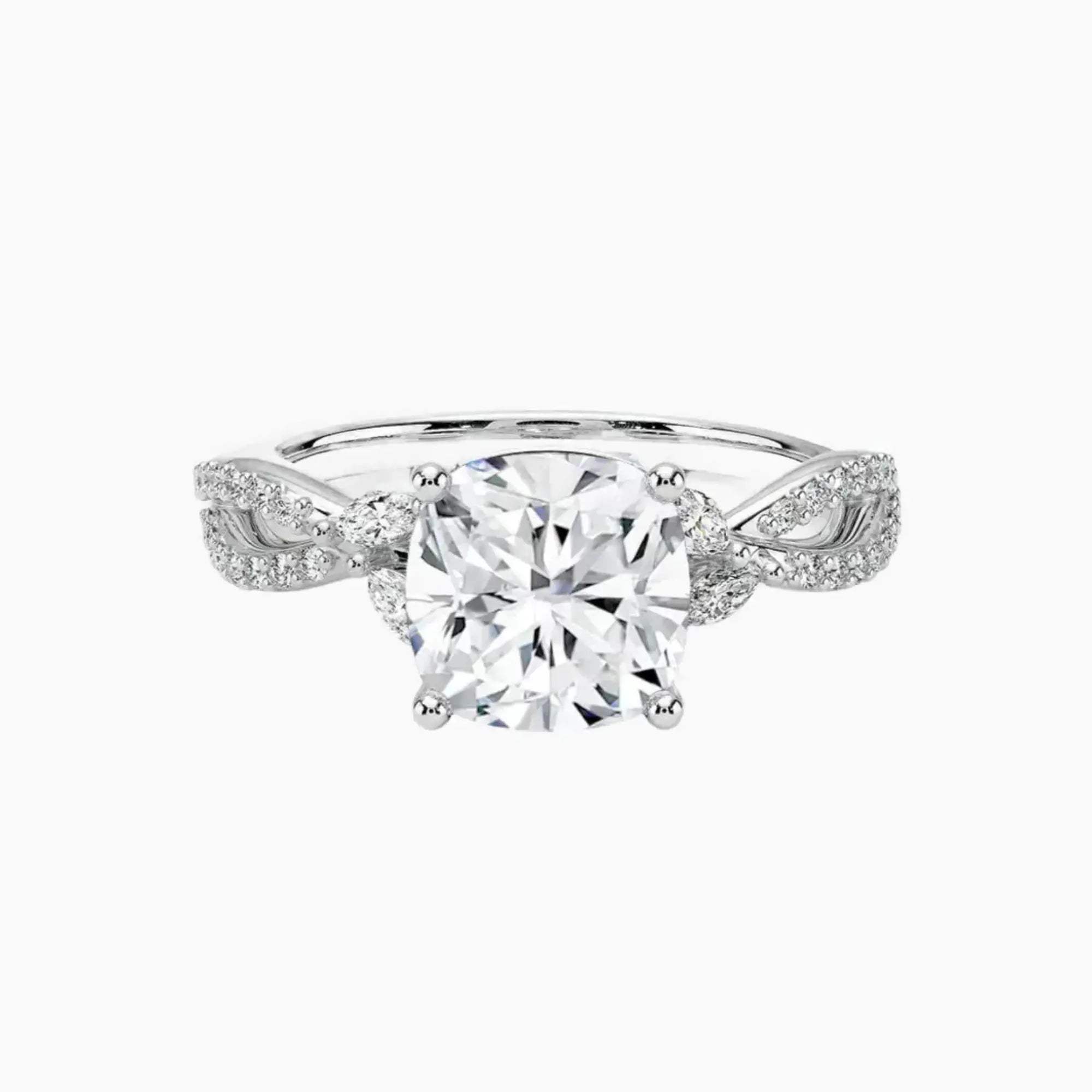 Aria Luxe 5 Carat Cushion Cut Solitaire Lab Grown Diamond Ring in Silver