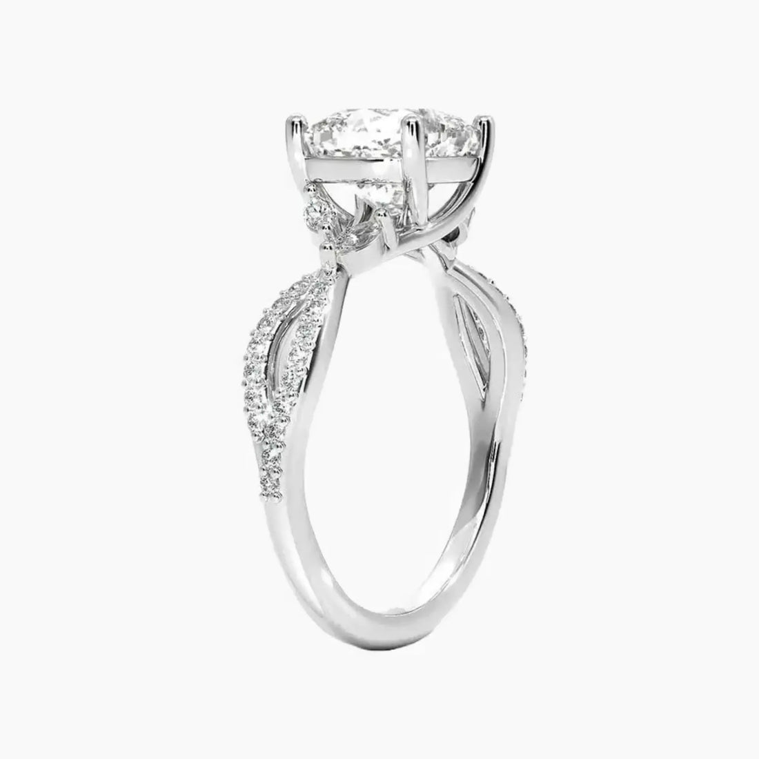 Aria Luxe 4.5 Carat Cushion Cut Solitaire Lab Grown Diamond Ring in Silver - View 2