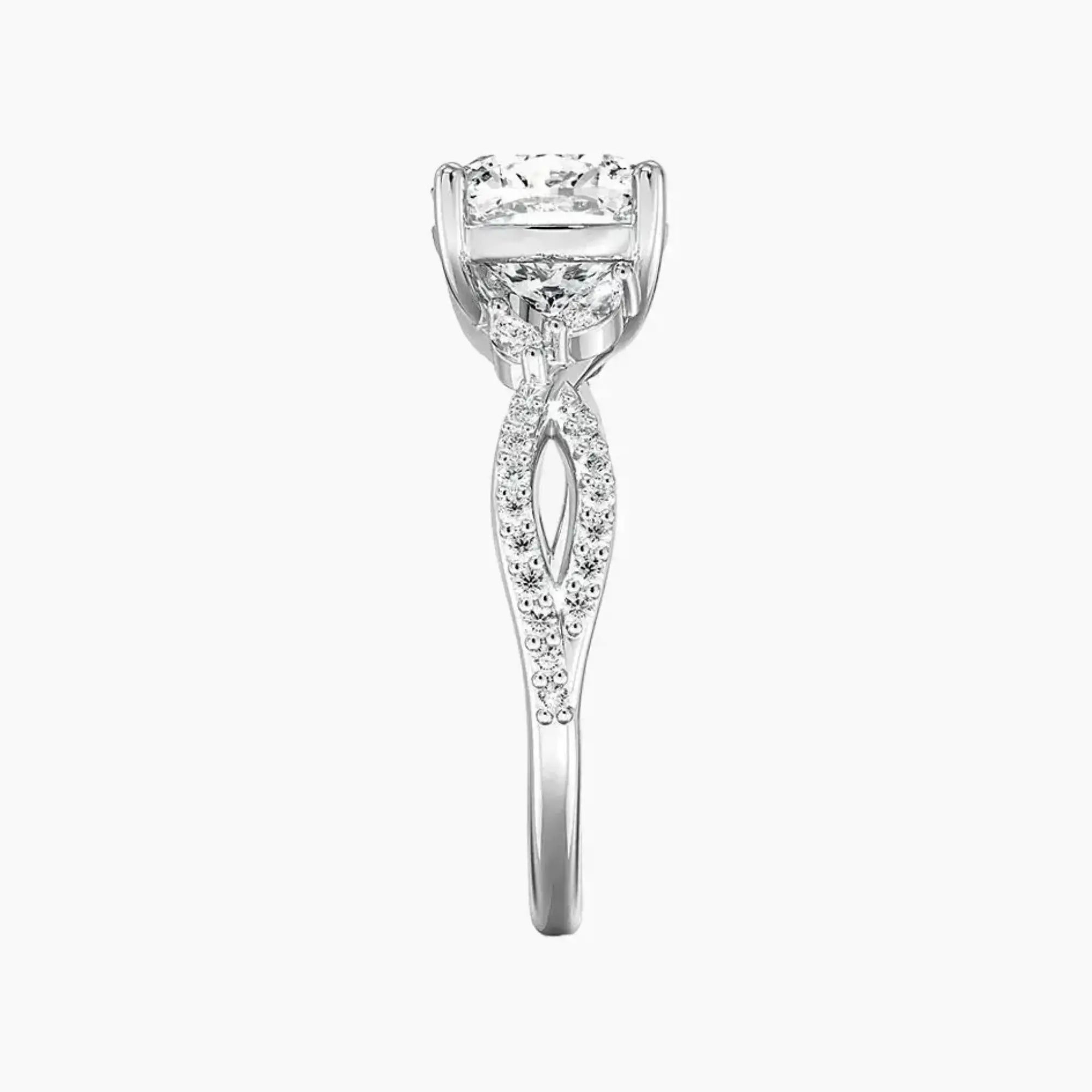 Aria Luxe 4.5 Carat Cushion Cut Solitaire Lab Grown Diamond Ring in 10K White Gold - View 3
