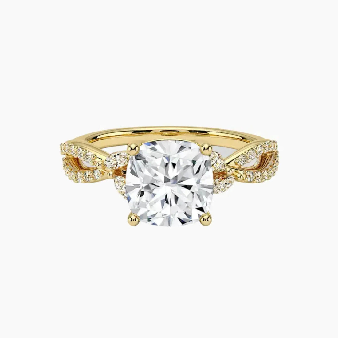 Aria Luxe 5 Carat Cushion Cut Solitaire Lab Grown Diamond Ring in Silver - View 7
