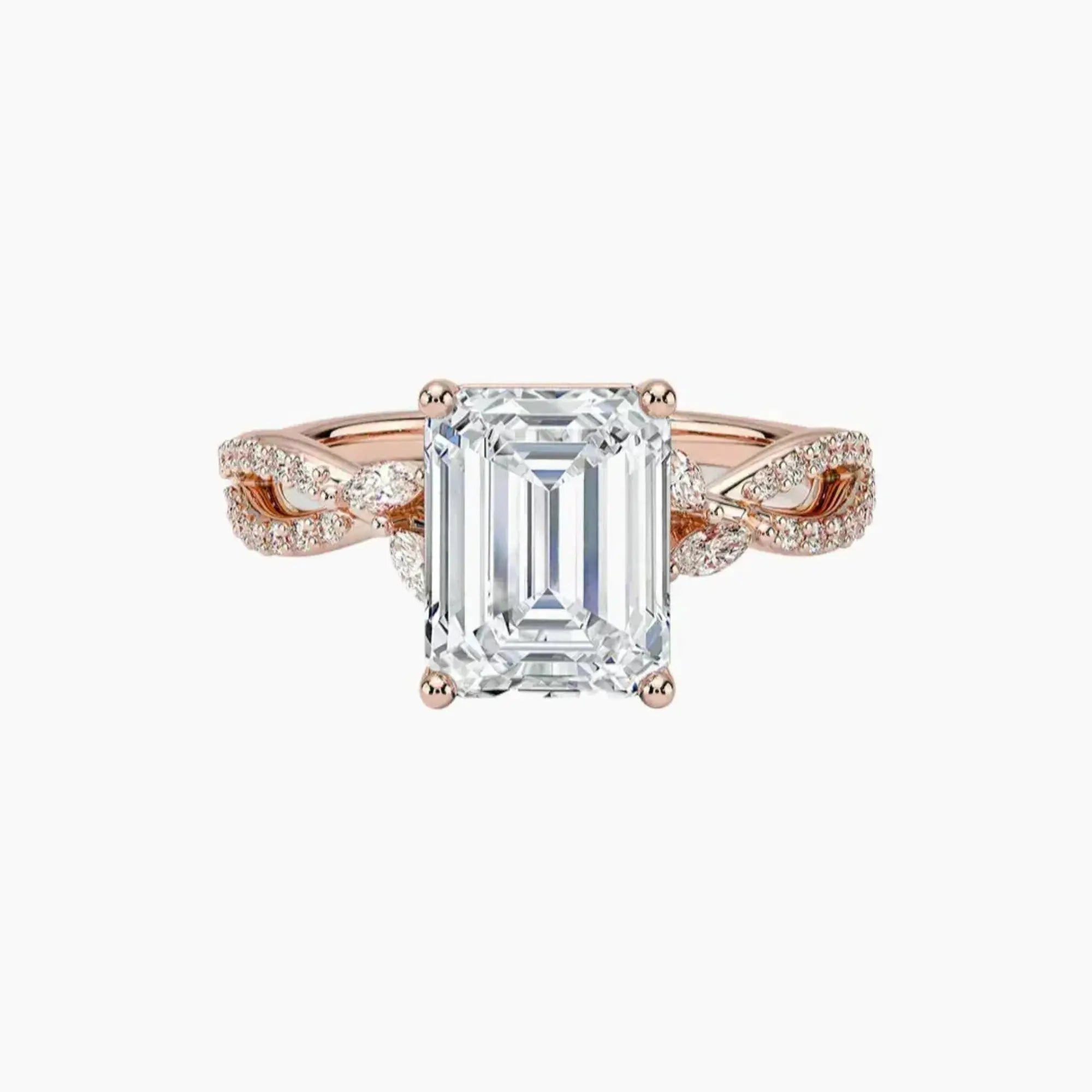 Aria Luxe 4 Carat Emerald Cut Solitaire Lab Grown Diamond Ring in 18K White Gold - View 4