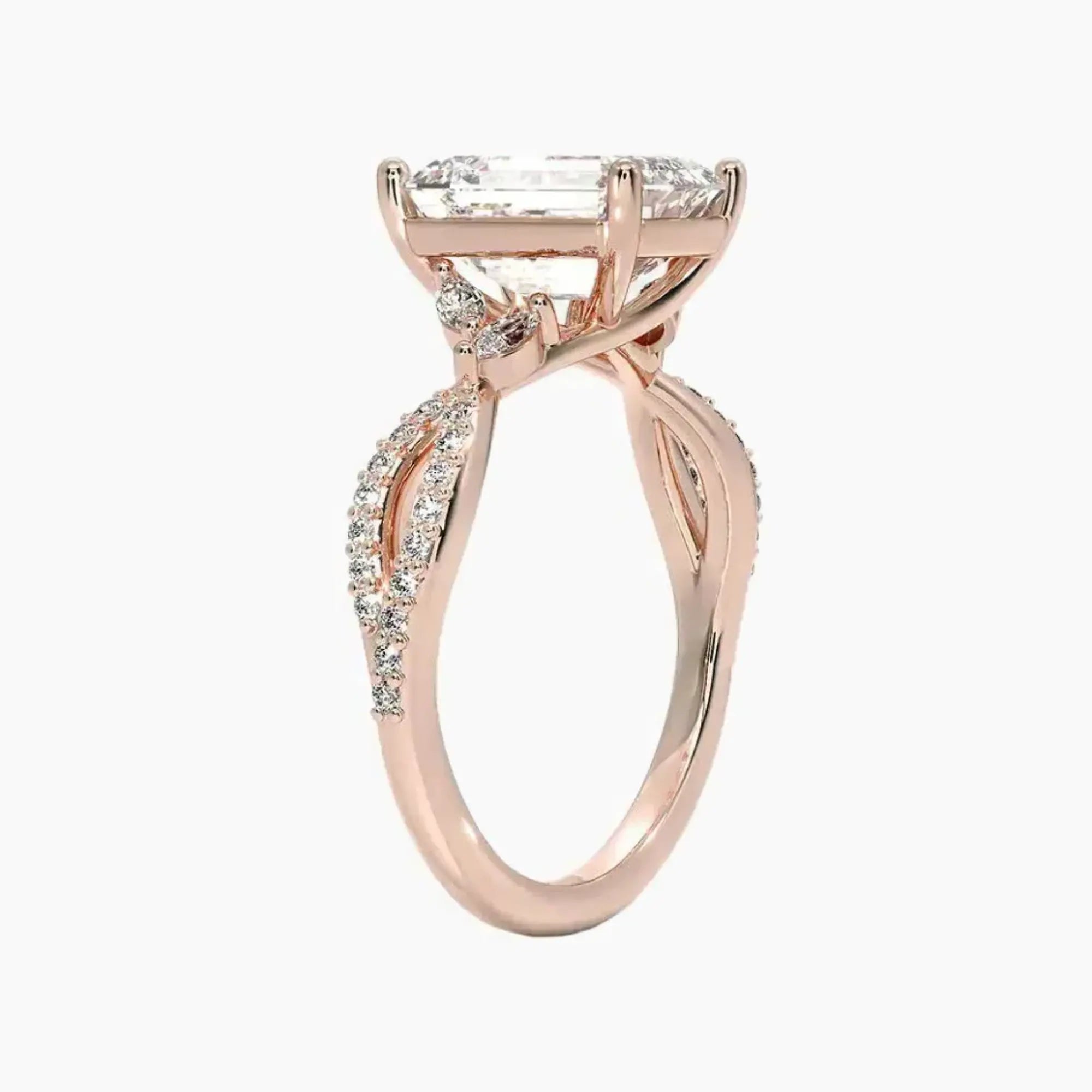 Aria Luxe 1 Carat Emerald Cut Solitaire Lab Grown Diamond Ring in 18K White Gold - View 5