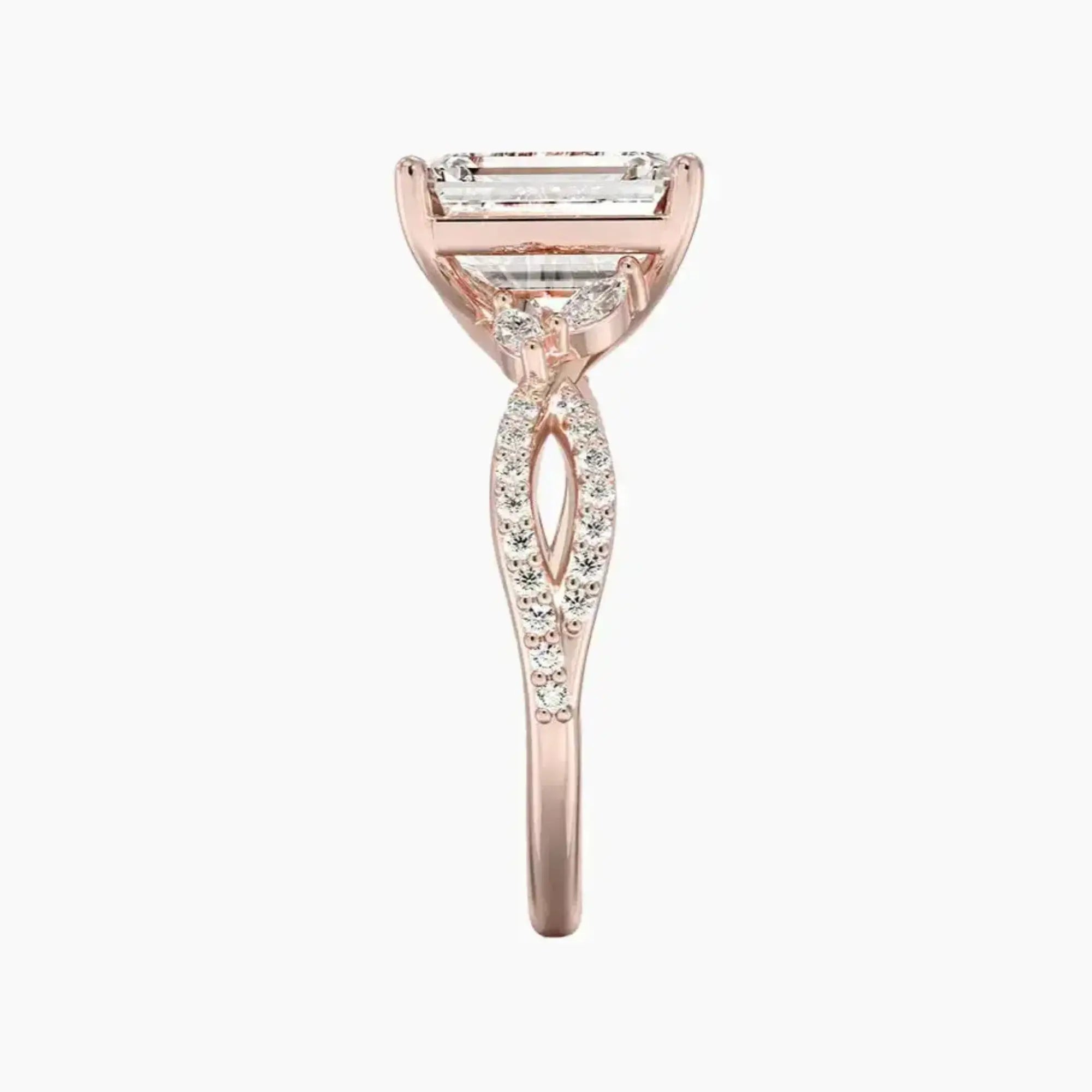 Aria Luxe 3.5 Carat Emerald Cut Solitaire Lab Grown Diamond Ring in Silver - View 6