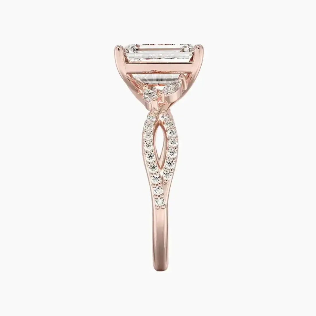 Aria Luxe 4.5 Carat Emerald Cut Solitaire Lab Grown Diamond Ring in Silver - View 6