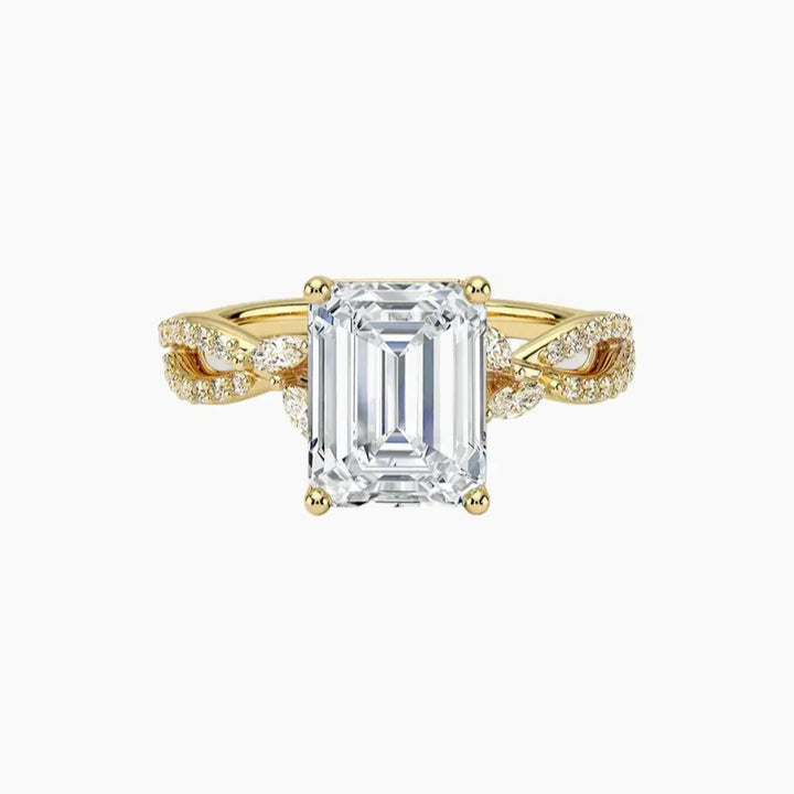 Aria Luxe 1 Carat Emerald Cut Solitaire Lab Grown Diamond Ring in 14K Yellow Gold