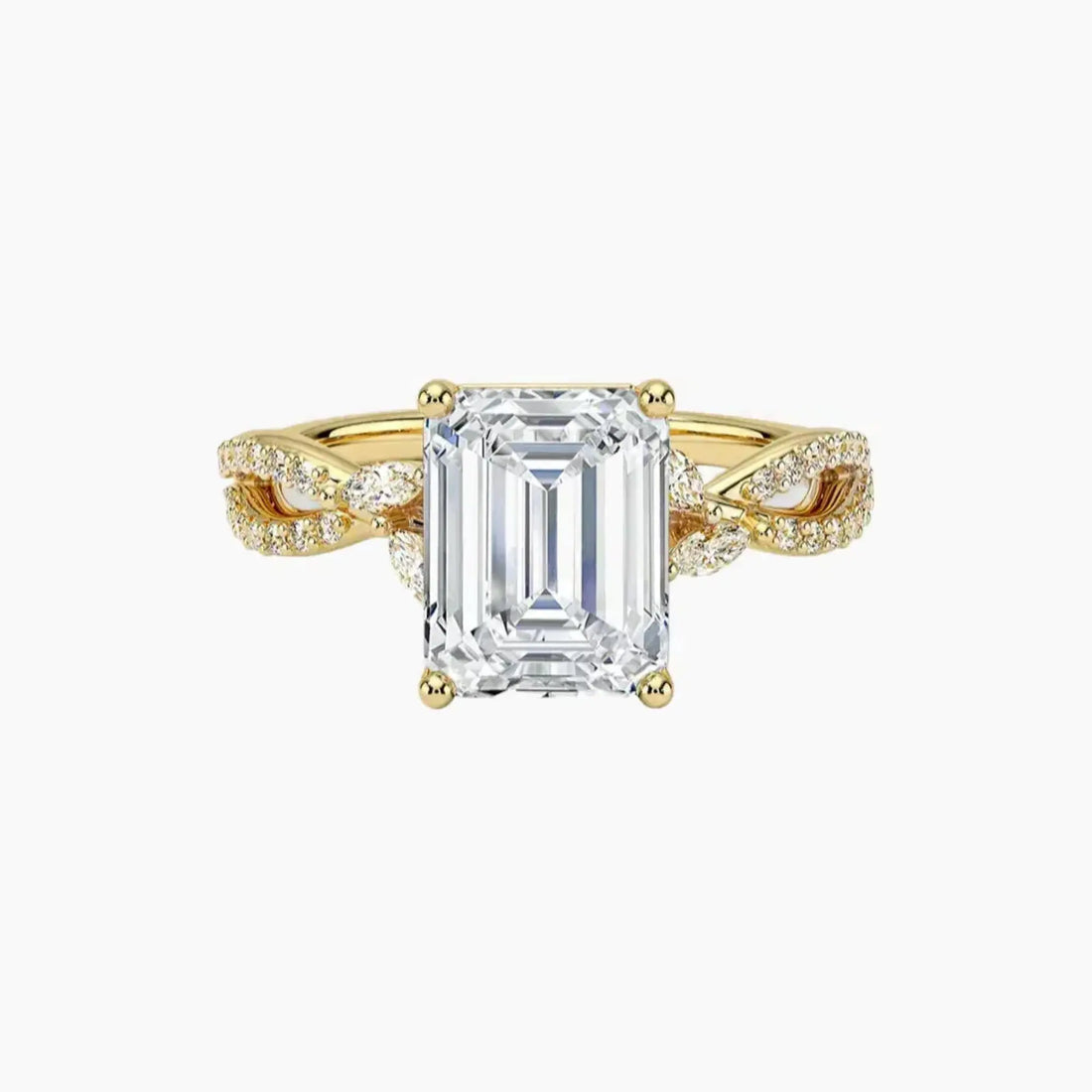 Aria Luxe 5 Carat Emerald Cut Solitaire Lab Grown Diamond Ring in 10K Rose Gold - View 7