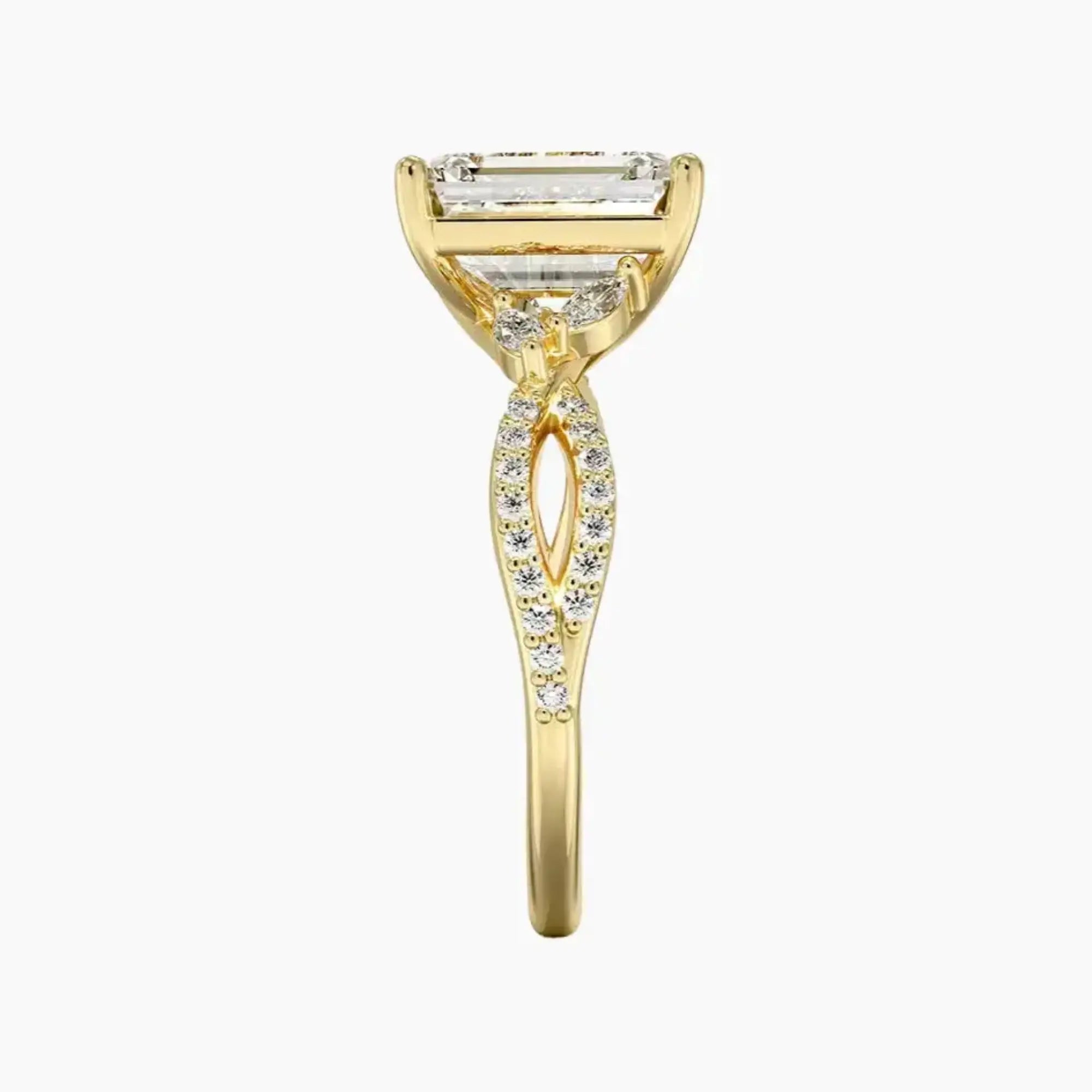 Aria Luxe 3.5 Carat Emerald Cut Solitaire Lab Grown Diamond Ring in 14K Rose Gold - View 9