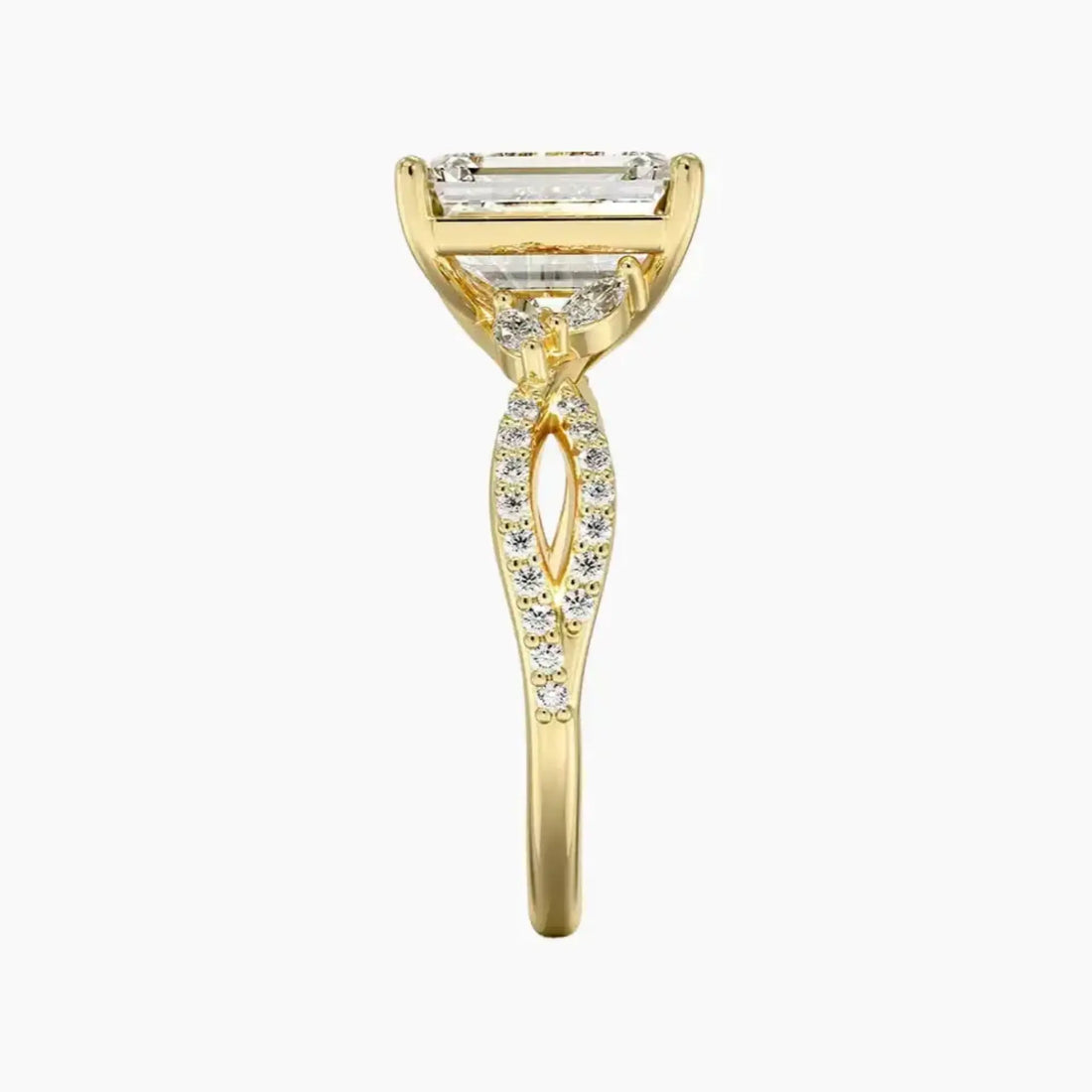 Aria Luxe 3.5 Carat Emerald Cut Solitaire Lab Grown Diamond Ring in Silver - View 9