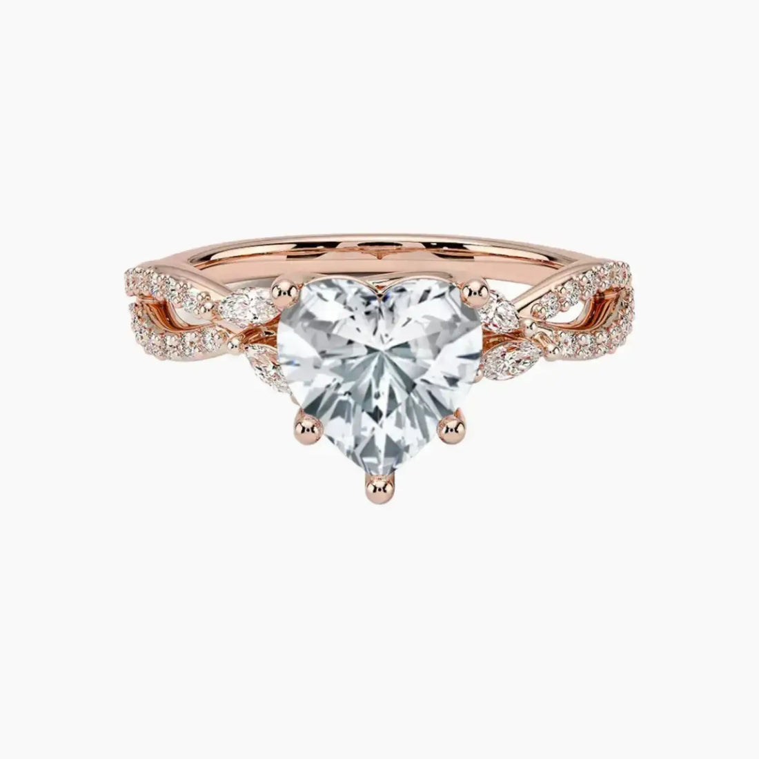 Aria Luxe 5 Carat Heart Cut Solitaire Lab Grown Diamond Ring in Silver - View 4