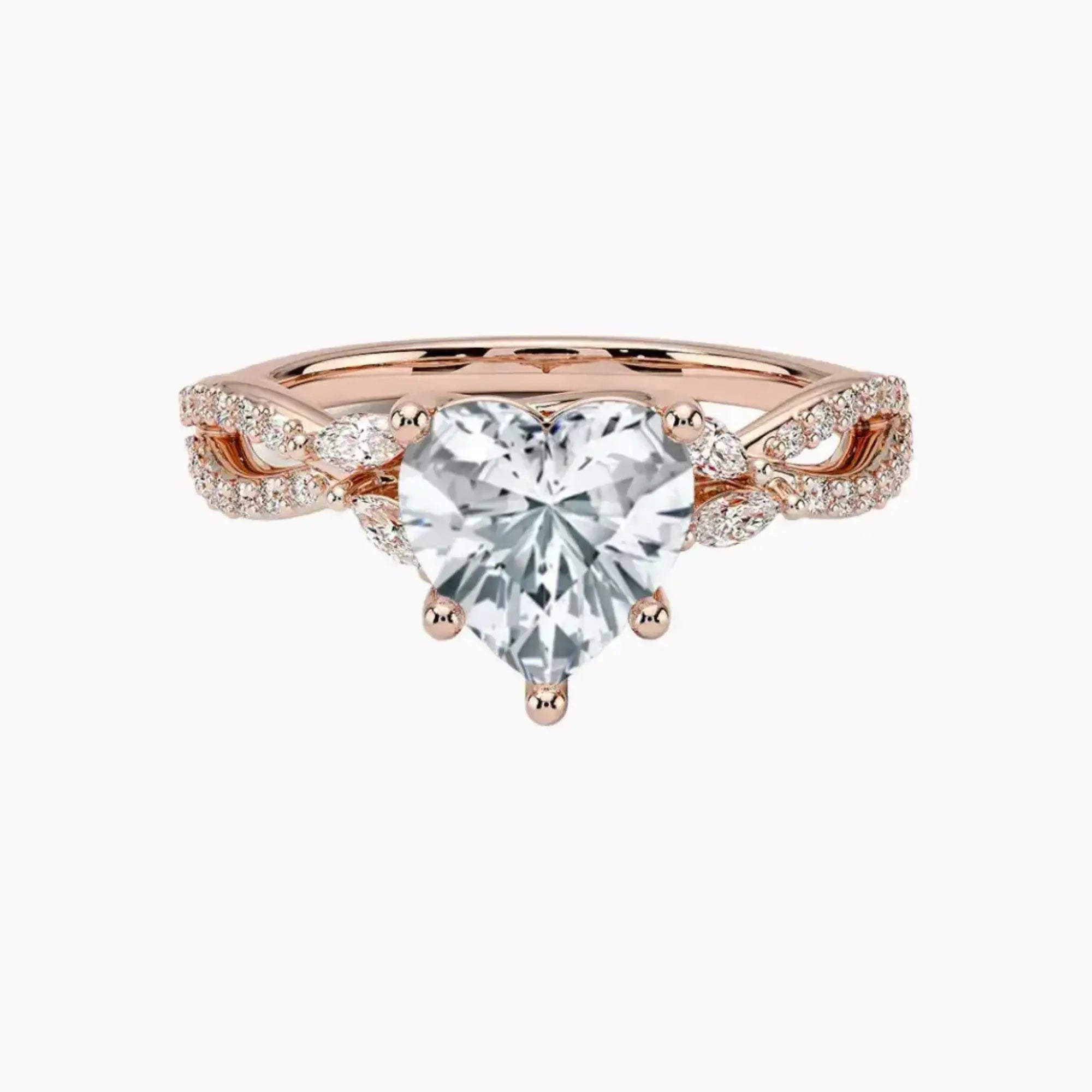 Aria Luxe 3 Carat Heart Cut Solitaire Lab Grown Diamond Ring in Silver - View 4