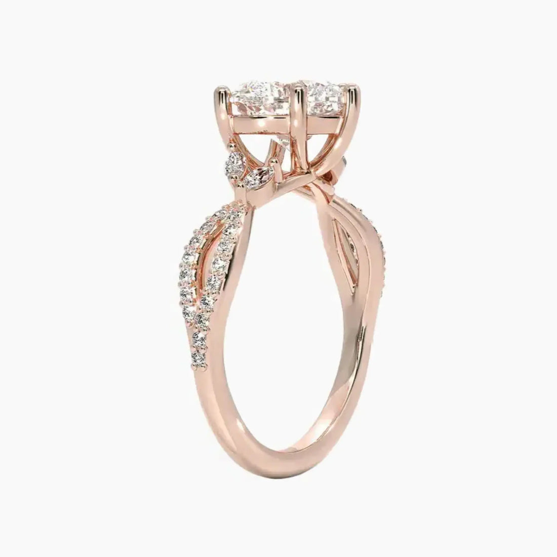Aria Luxe 4 Carat Heart Cut Solitaire Lab Grown Diamond Ring in 10K Rose Gold - View 2