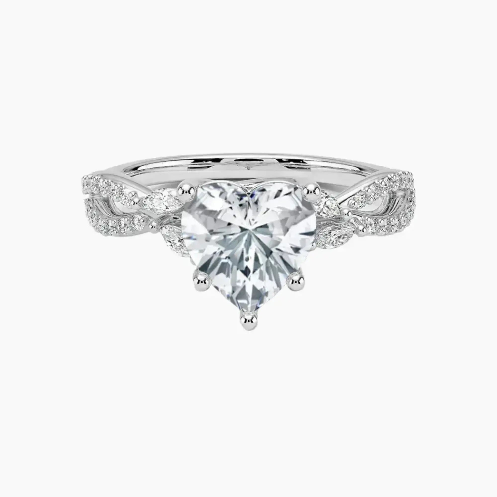 Aria Luxe 2.5 Carat Heart Cut Solitaire Lab Grown Diamond Ring in Silver