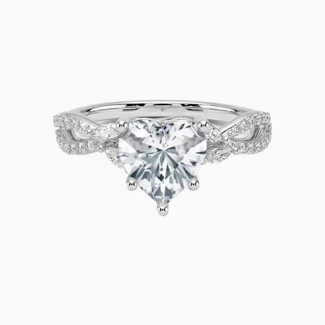 Aria Luxe 1 Carat Heart Cut Solitaire Lab Grown Diamond Ring in Silver