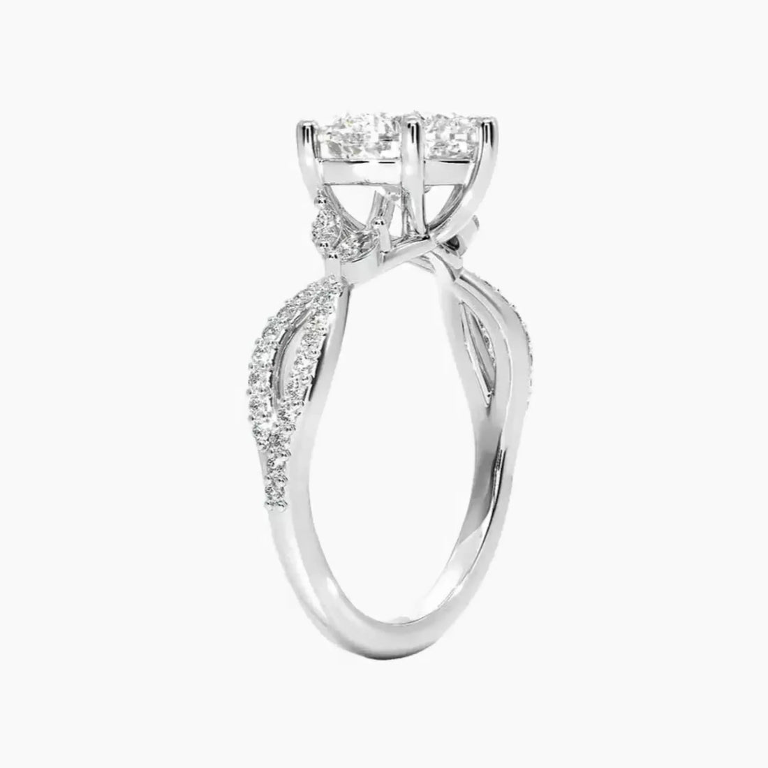 Aria Luxe 5 Carat Heart Cut Solitaire Lab Grown Diamond Ring in Silver - View 2