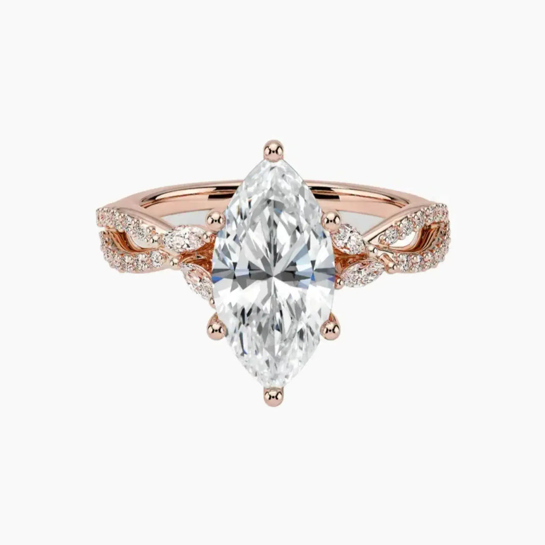 Aria Luxe 3 Carat Marquise Cut Solitaire Lab Grown Diamond Ring in 18K Rose Gold