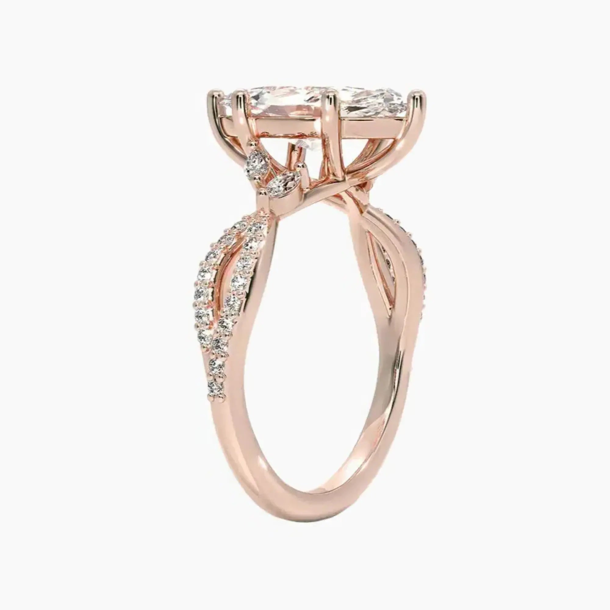 Aria Luxe 4.5 Carat Marquise Cut Solitaire Lab Grown Diamond Ring in 10K Rose Gold - View 2