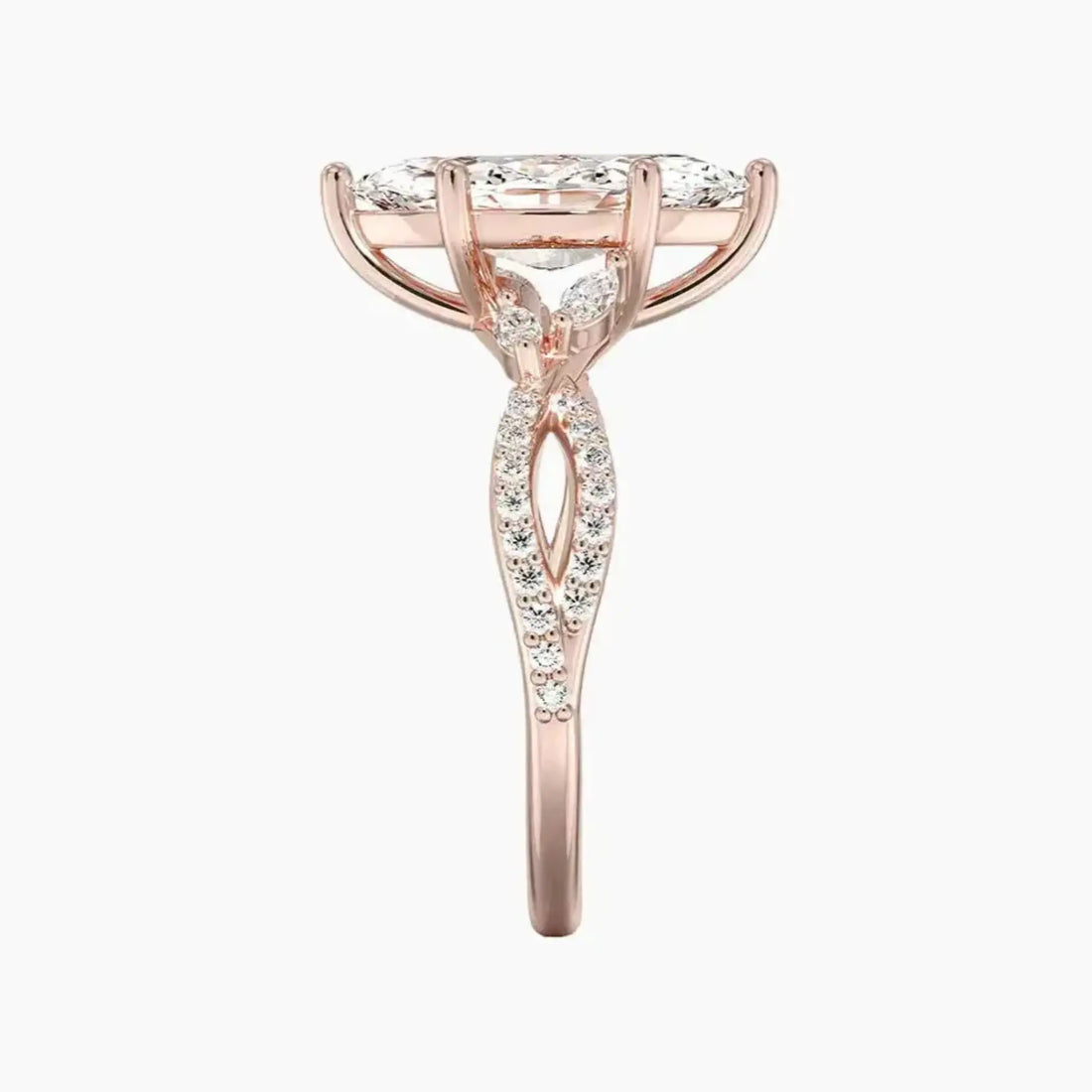 Aria Luxe 1 Carat Marquise Cut Solitaire Lab Grown Diamond Ring in 10K Rose Gold - View 3
