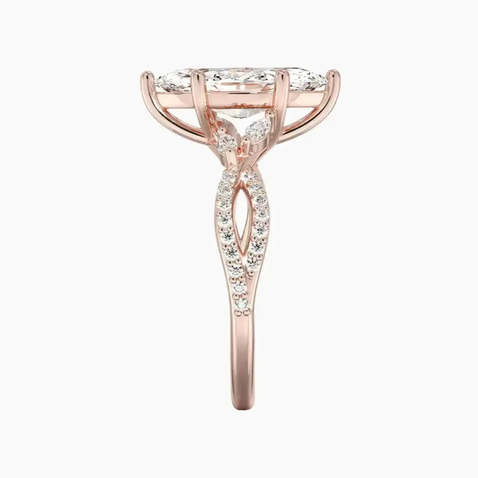 Aria Luxe 4 Carat Marquise Cut Solitaire Lab Grown Diamond Ring in 18K Rose Gold - View 3