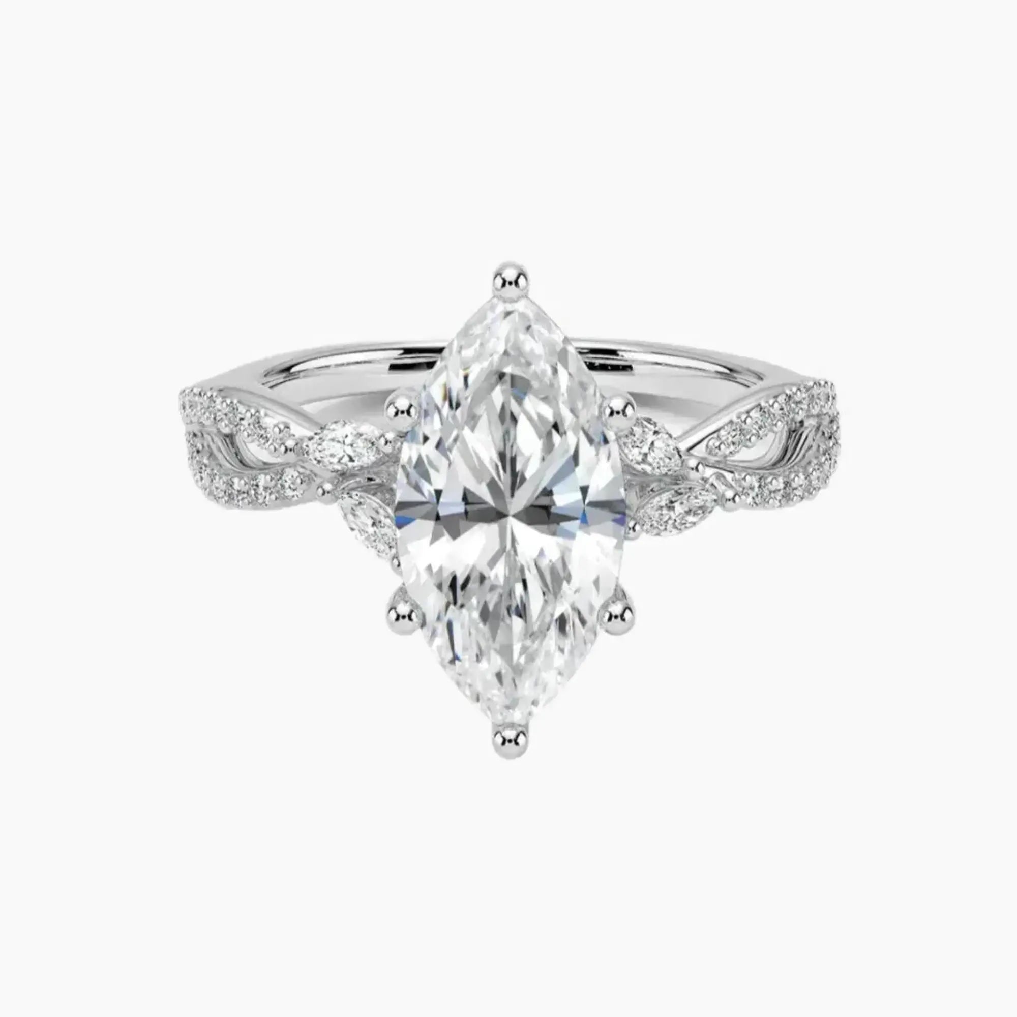 Aria Luxe 1 Carat Marquise Cut Solitaire Lab Grown Diamond Ring in Silver