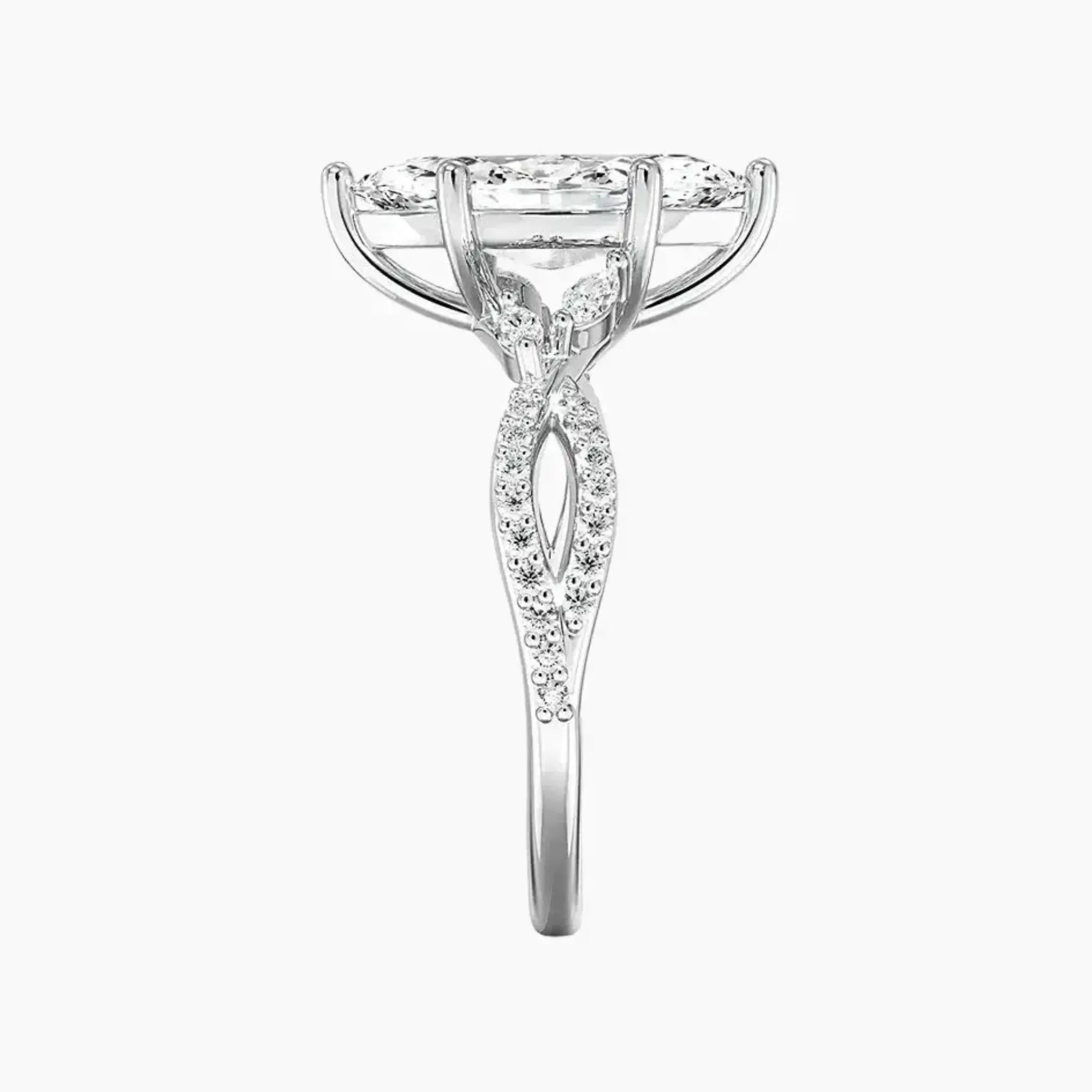 Aria Luxe 1 Carat Marquise Cut Solitaire Lab Grown Diamond Ring in 10K White Gold - View 3