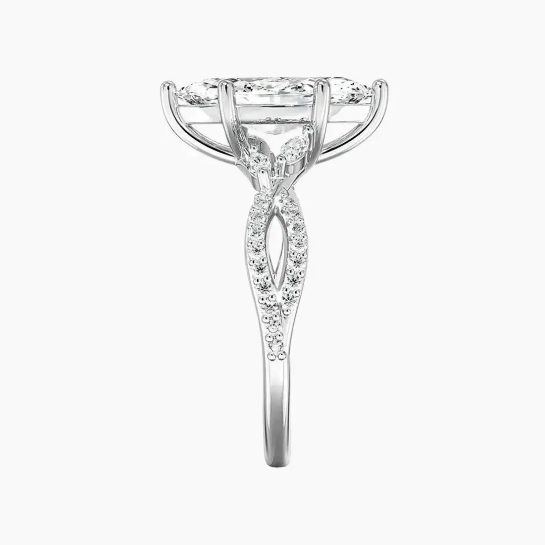 Aria Luxe 5 Carat Marquise Cut Solitaire Lab Grown Diamond Ring in 14K White Gold - View 3