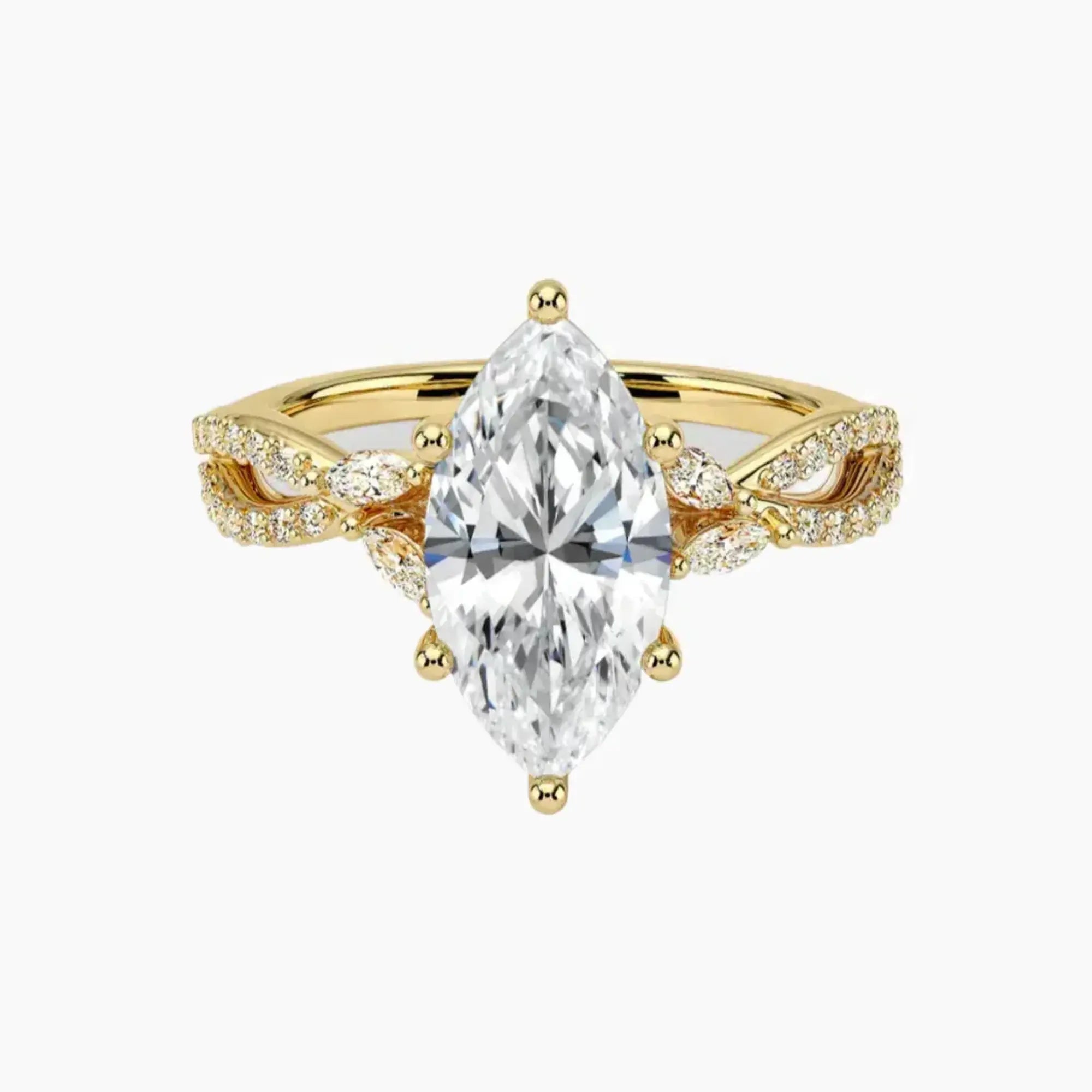 Aria Luxe 4.5 Carat Marquise Cut Solitaire Lab Grown Diamond Ring in 18K Yellow Gold