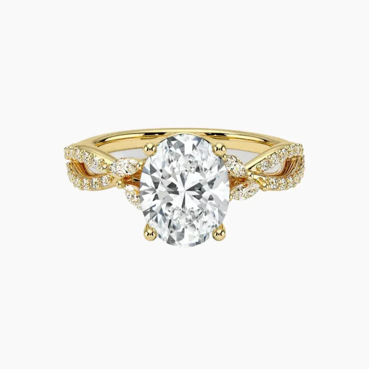 Aria Luxe 2 Carat Oval Cut Solitaire Lab Grown Diamond Ring in 14K Yellow Gold