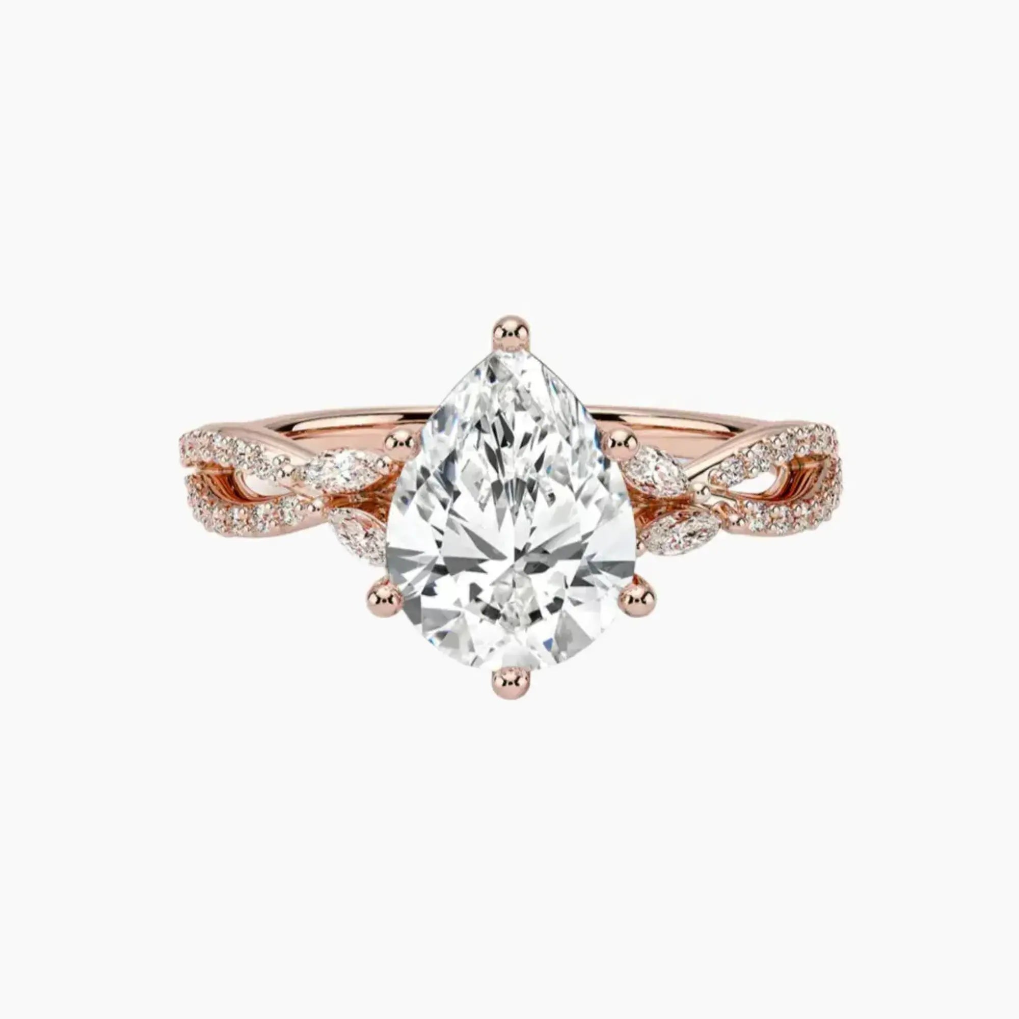 Aria Luxe 3 Carat Pear Cut Solitaire Lab Grown Diamond Ring in Silver - View 4