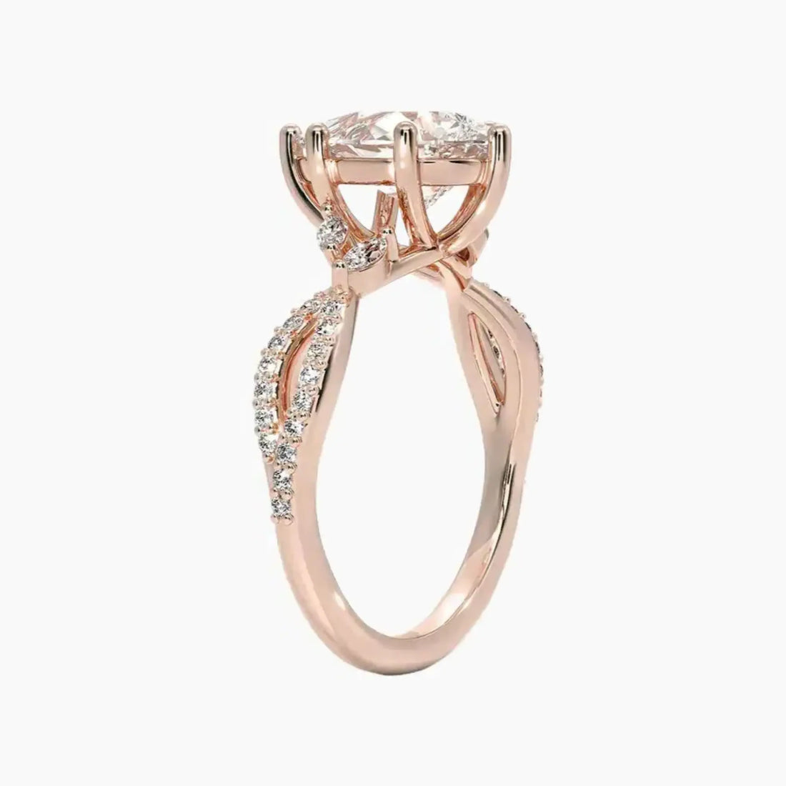 Aria Luxe 5 Carat Pear Cut Solitaire Lab Grown Diamond Ring in 10K Rose Gold - View 2