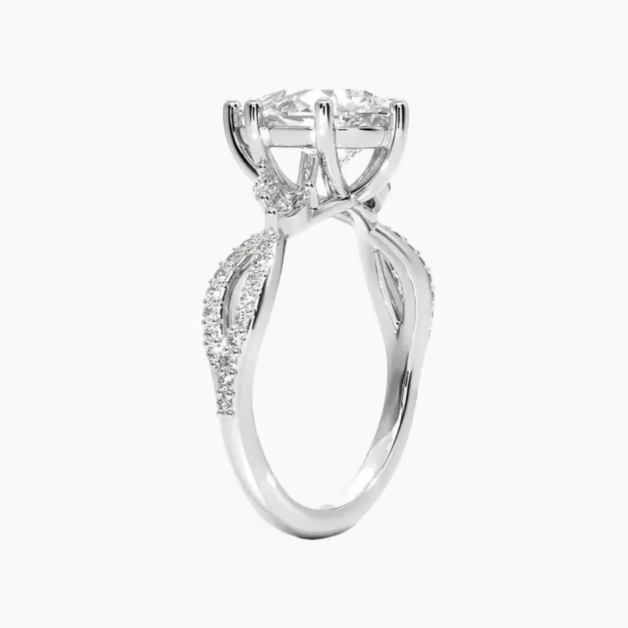 Aria Luxe 2.5 Carat Pear Cut Solitaire Lab Grown Diamond Ring in Silver - View 2